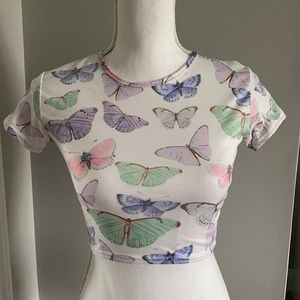 PLT BUTTERFLY CROP TEE